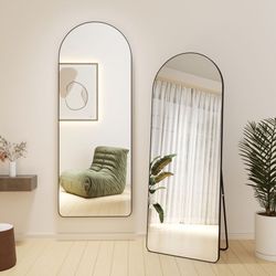 Arched Full Length Mirror, L67’’W25.6’’ Floor Mirror with Stand, Arched Wall Mirror Full Length, Large Standing Mirror Full Length, Wall-Mounted Mirro