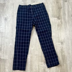 J. Jill Essential Cotton Stretch Size 4 Petite Blue White Plaid Capri Pants