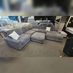 6PC Gray Corduroy modular sofa set