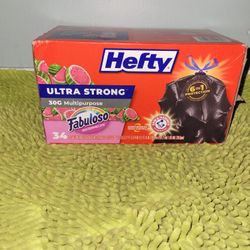 Hefty Ultra Strong 34 Trash Bags 30G Fabuloso Watermelon 