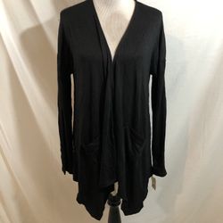 Mudd “Black Tie” Long Sleeve Open Front With Pockets - Women’s Large, NWT