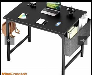 Sweetcrispy 32 Inch Small Computer Desk with Storage Bag, Black