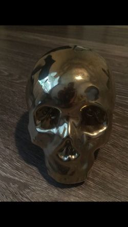 Gold Skull Head Piggy Bank