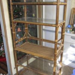 VTG Bamboo & Glass Bookcase/Shelf - $400 