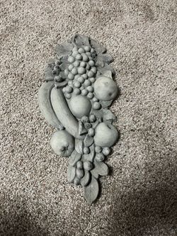 Vintage cast stone fruit swag wall plaque