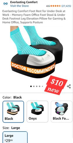 Everlasting Comfort Foot Rest for Under Desk at Work - Memory Foam Office Foot Stool & Under Desk Footrest Leg Elevation Pillow for Gaming & Home Offi