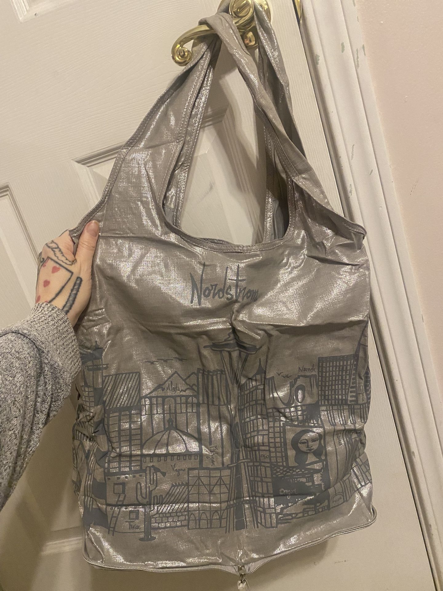 Nordstrom Reusable Silver Tote Bag