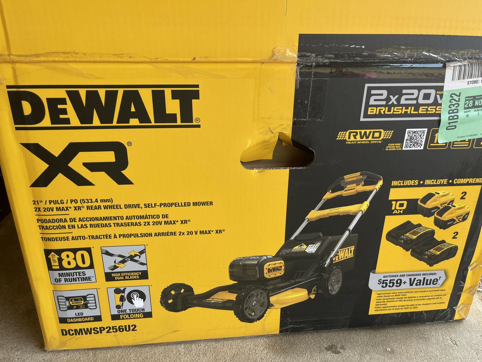New 2x20v Dewalt Self Propelled Lawn Mower(complete)