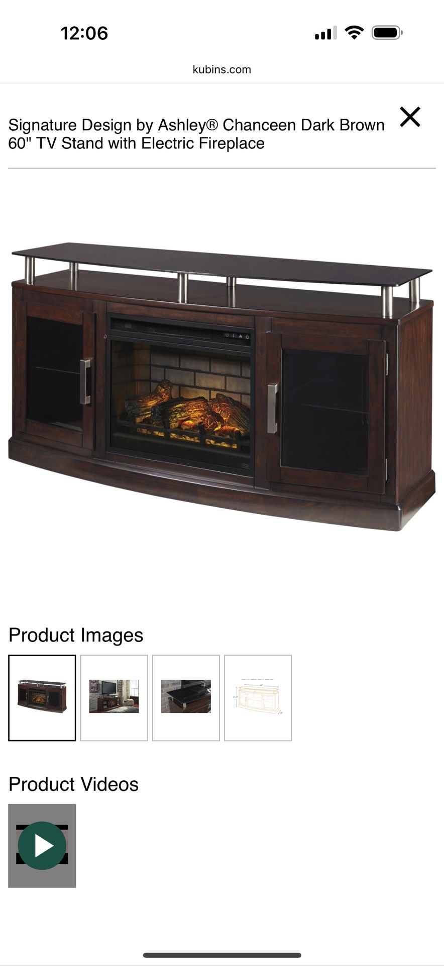 Signature Design by Ashley® Chanceen Dark Brown 60" TV Stand with Electric Fireplace