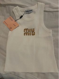 BRAND NEW MIU MIU TANK TOP WITH GOLD  RHINESTONES