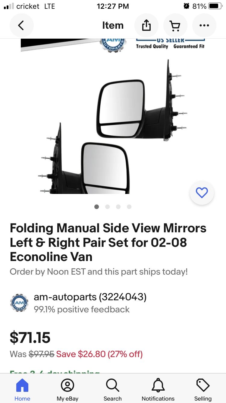 Ford econoline Mirrors