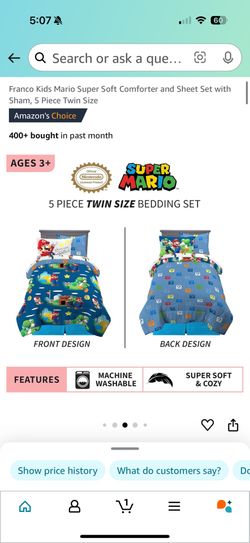 Twin Mario Comforter Set 