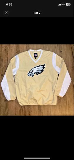 Philadelphia Eagles NFL Vintage Gold Khaki Pullover Windbreaker Jacket Unisex