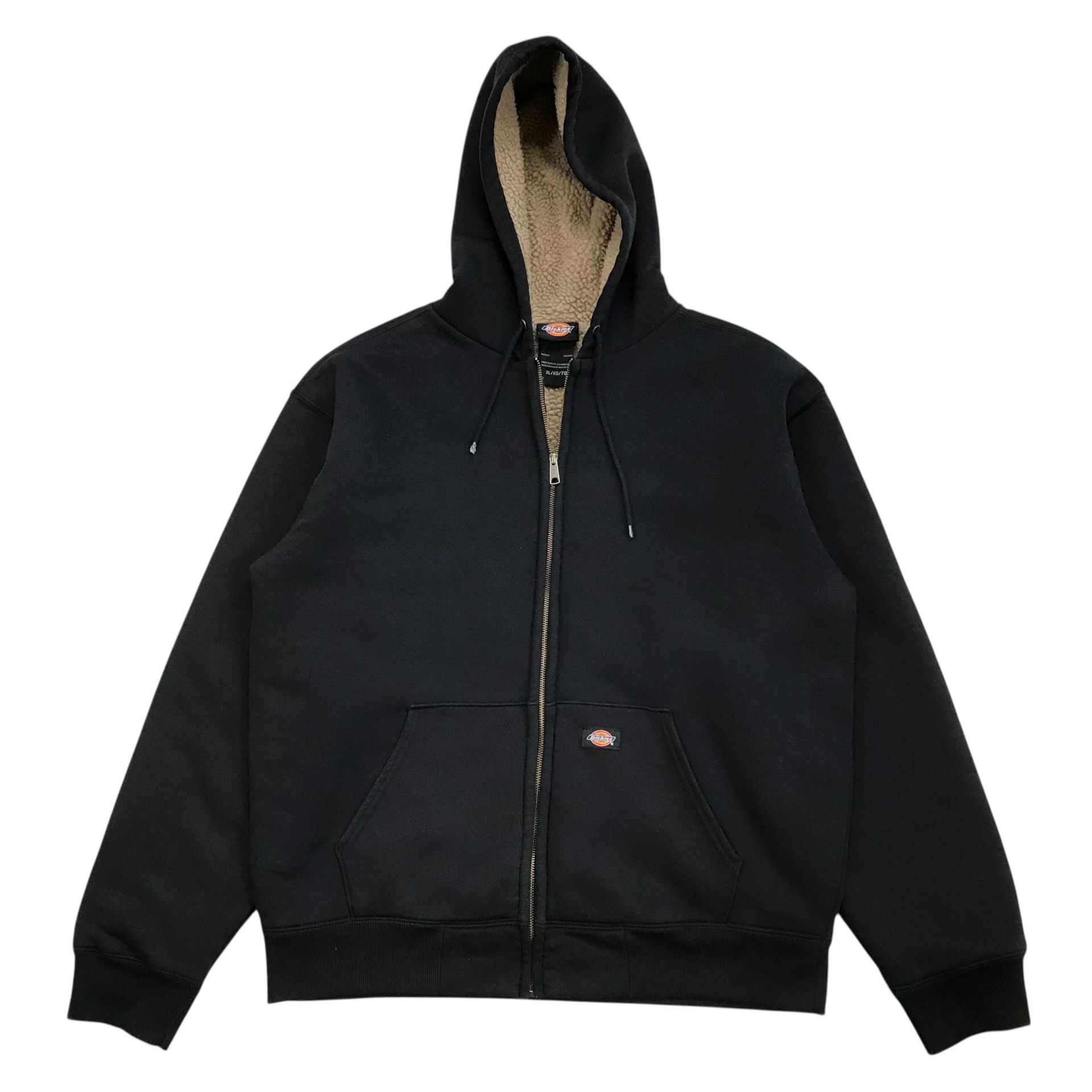 Dickies Sherpa Lined Hoodie Jacket XL Mens Black Fleece Sweatshirt Full Zip Work