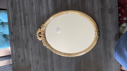 80’s Oval Gold Ornate Decorative Mirror