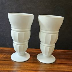 Vintage Indiana Milk Glass Sundae glasses. Set Of 2