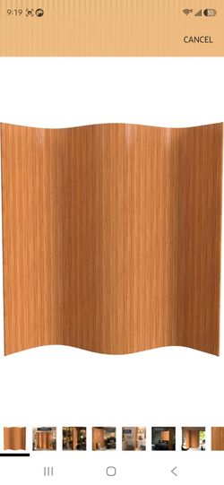 Red Lantern 7 ft. Tall Bamboo Wave Screen - Natural