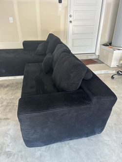 Boneless Black corduroy sectional