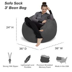 Bean Bag Chair - Charcoal