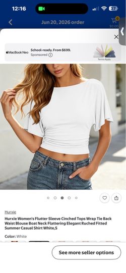Hurxie White Flutter Sleeve Crop Top