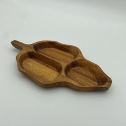 Monkey Pod Wooden Leaf-Shaped Serving Tray MCM 10.5” x 6”