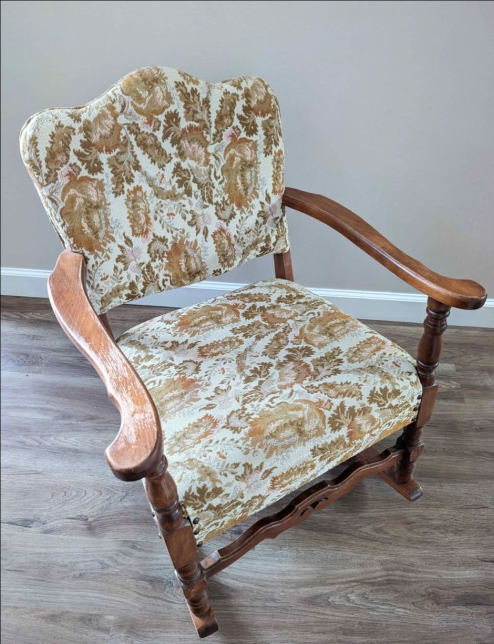 Vintage Tapestry Rocking Chair Cottagecore Grannycore
