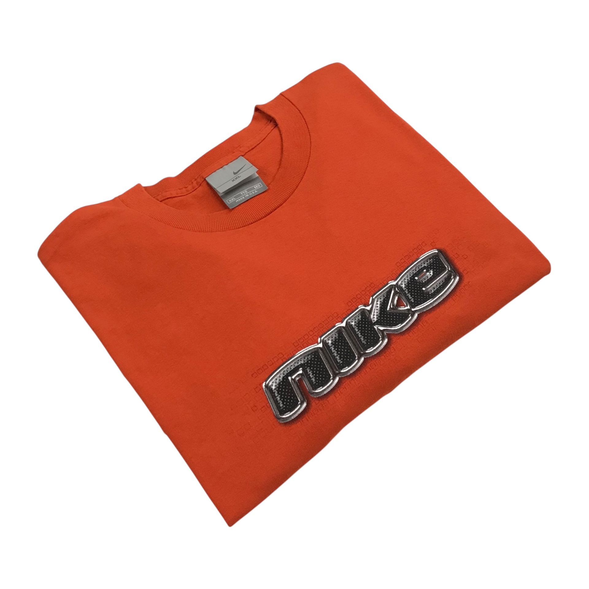 VINTAGE NIKE LONG SLEEVE SHIRT 2XL XXL ORANGE CENTER SWOOSH TRAVIS SCOTT AIR Y2K