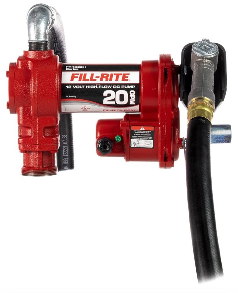 Fuel Transfer Pump, 12V DC, 20 gpm Max. Flow Rate , 1/4 HP, Cast Iron, 1 in NPT Inlet