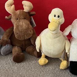 Lot Of 4 Kohls Cares Plush Stuffed Animals Hippo Moose Duck Lamb NWT