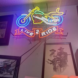 neon motorcycle sign