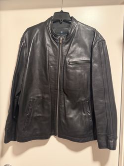 Kenneth Cole Reaction Black Leather Moto Jacket