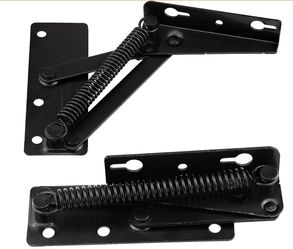 2 Pcs 80 Degree Bench Seat Hinge Foldable Lifting Bracket Heavy Duty Black Spring Hinges Widely Used in Toy Box Chest,Piano Stool,Folding Sofa Bed Cor