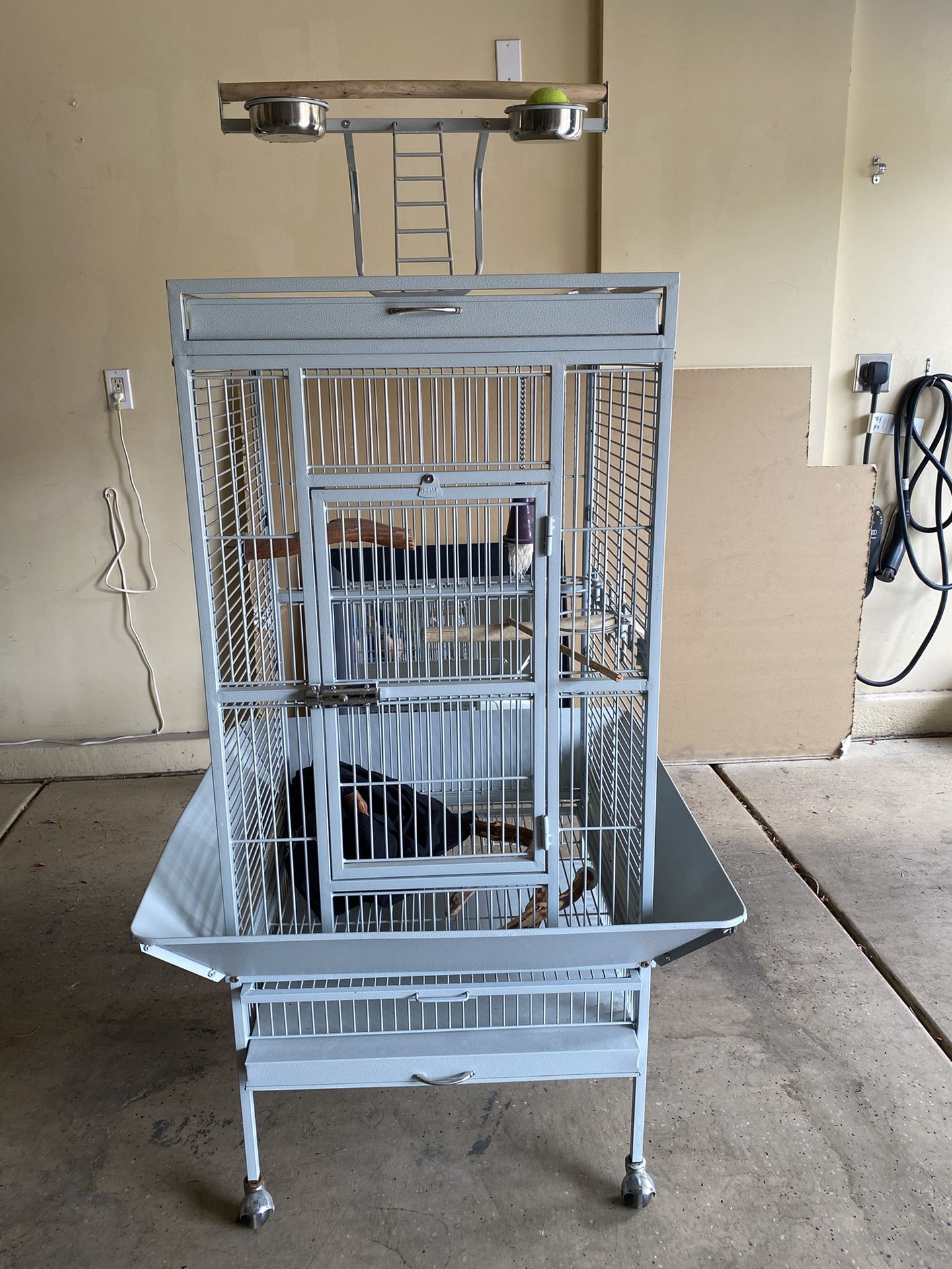 Gray bird cage 24”x 22”x34”