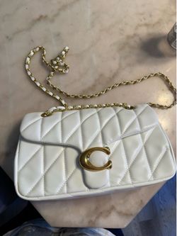 Coach Madison Pillow Quilted Shoulder Bag White Gold - NEW