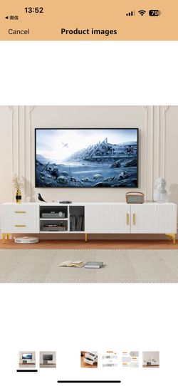 70 inch Fluted TV Stand for 75+ inch TV, Entertainment Center with Storage,TV Consoles for Up to 75 inch TV, Media Console Table TV Cabinet for Living