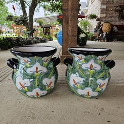 Talavera Alcatraz Clay Pots, Planters,Plants, Pottery $55 cada uno.