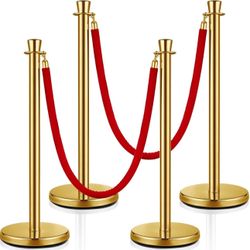Red Velvet Gold Stainless Steel Stanchion