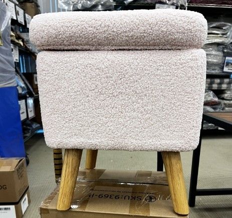 Small Ottoman with Storage Pink