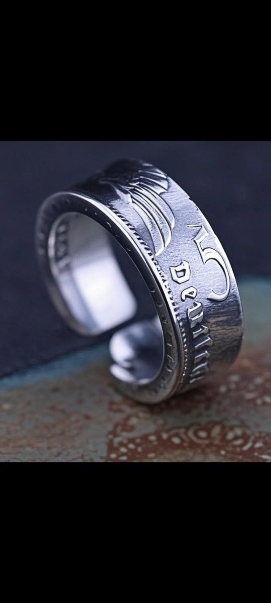 German Reich Eagle Silver Coin Bengal Ring One Size Fits All