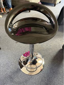 Modern Adjustable Acrylic Bar Stool – Black & Chrome