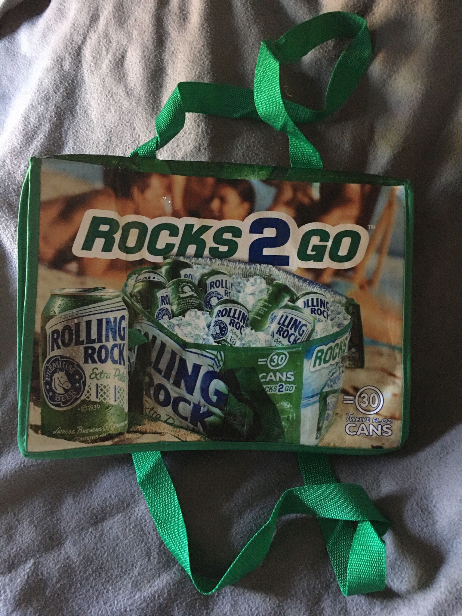 BRAND NEW NEVER USED ROLLING ROCK COOLER BAG WITH 30-CAN CAPACITY $20.00
