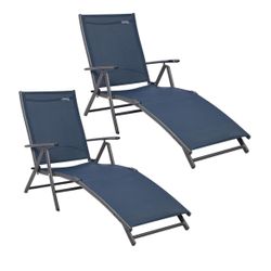 Outdoor Chaise Lounge Chairs Set of 2, Aluminum Patio Lounger Pool Furniture Adjustable Folding Recliner Chair for Beach, Backyard,Lawn,Poolside, 300 