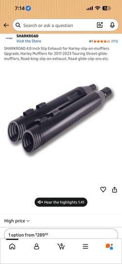 SHARKROAD 4.0 Inch Slip-On Exhaust Mufflers for Harley Touring 2017-2023