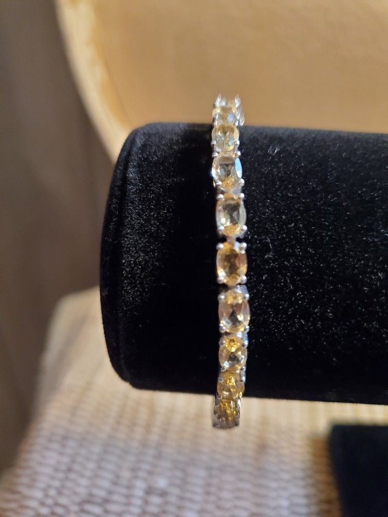 Natural Citrine Tennis Bracelet 7 Inches