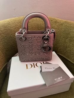 Christian Dior Mini Satin Cannage Crystal Embellished Lady Dior