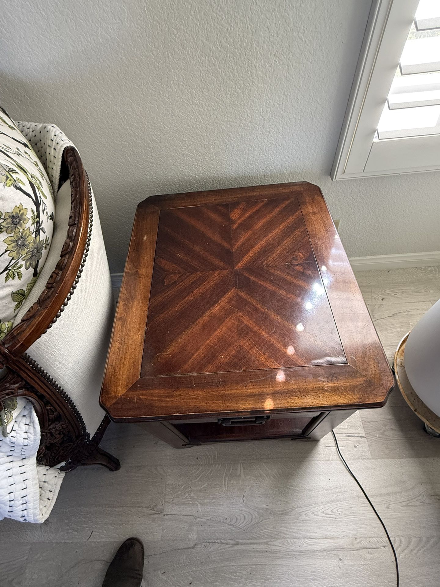 Vintage wooden side table with drawer
