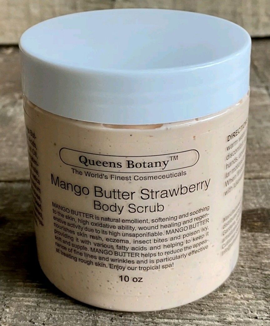 Queens Botany MANGO BUTTER STRAWBERRY Body Scrub Moisturizing ECZEMA Exp 5/17/24