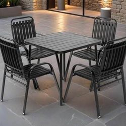 New Assembled 5 Pieces Patio Furniture Set Outdoor Patio Dining Chairs Set of 4 with Steel Table