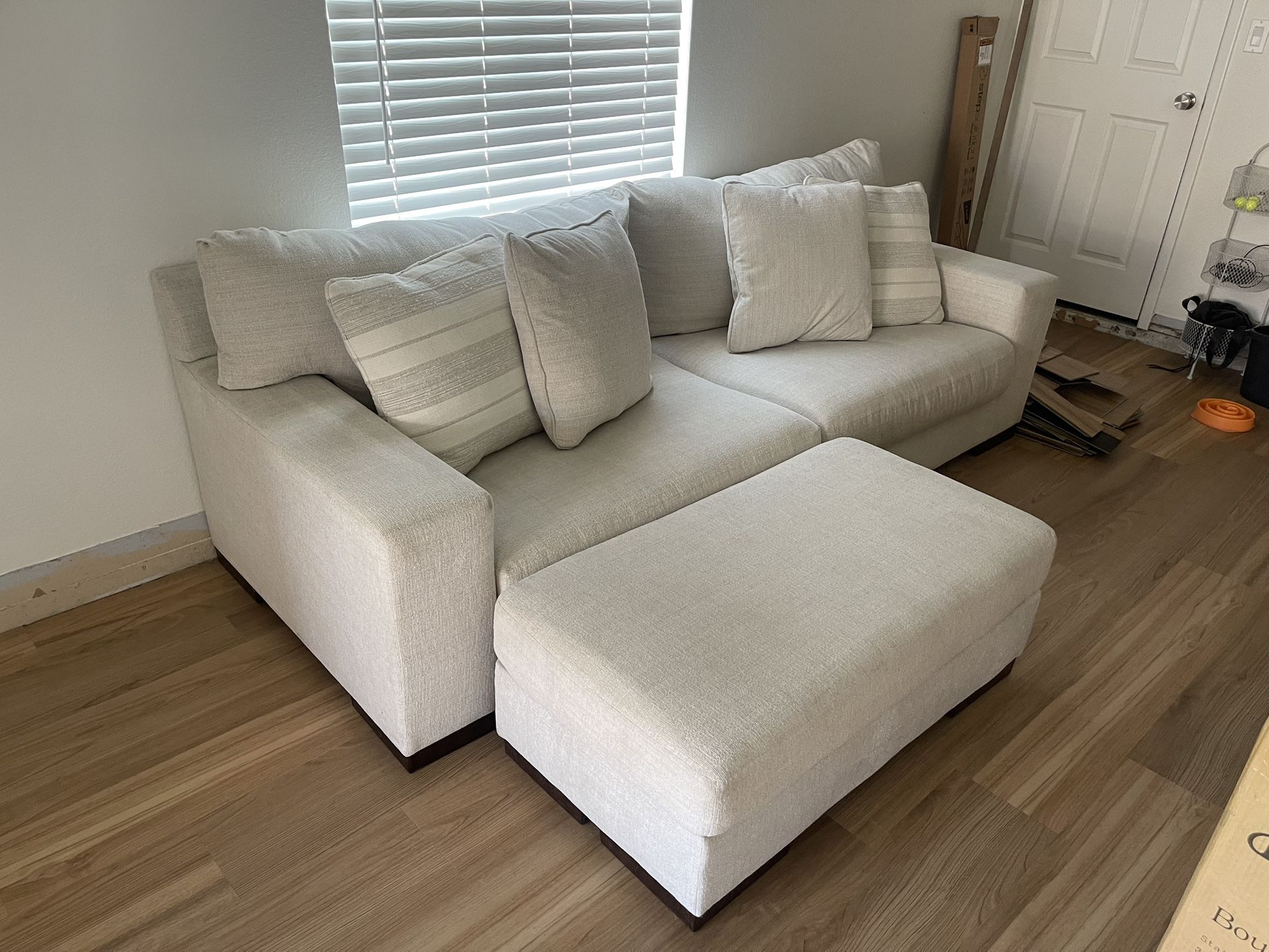 White Sofa With Ottoman