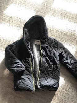 Gymboree m 7/8 boys black winter jacket !cozy !